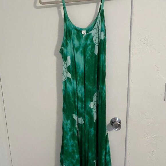 Boho Turtle Green Maxi Dress - Gorgeous NEW Fits Large  j1 - Picture 2 of 4